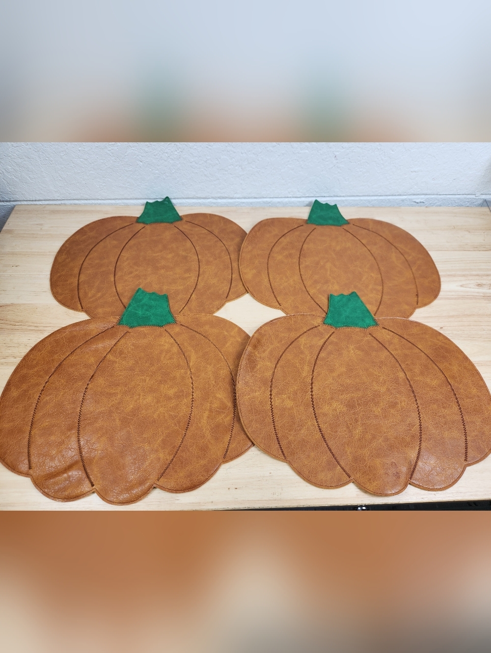 Thanksgiving Harvest Fall Pumpkin Faux Leather Placemats Set Of 4